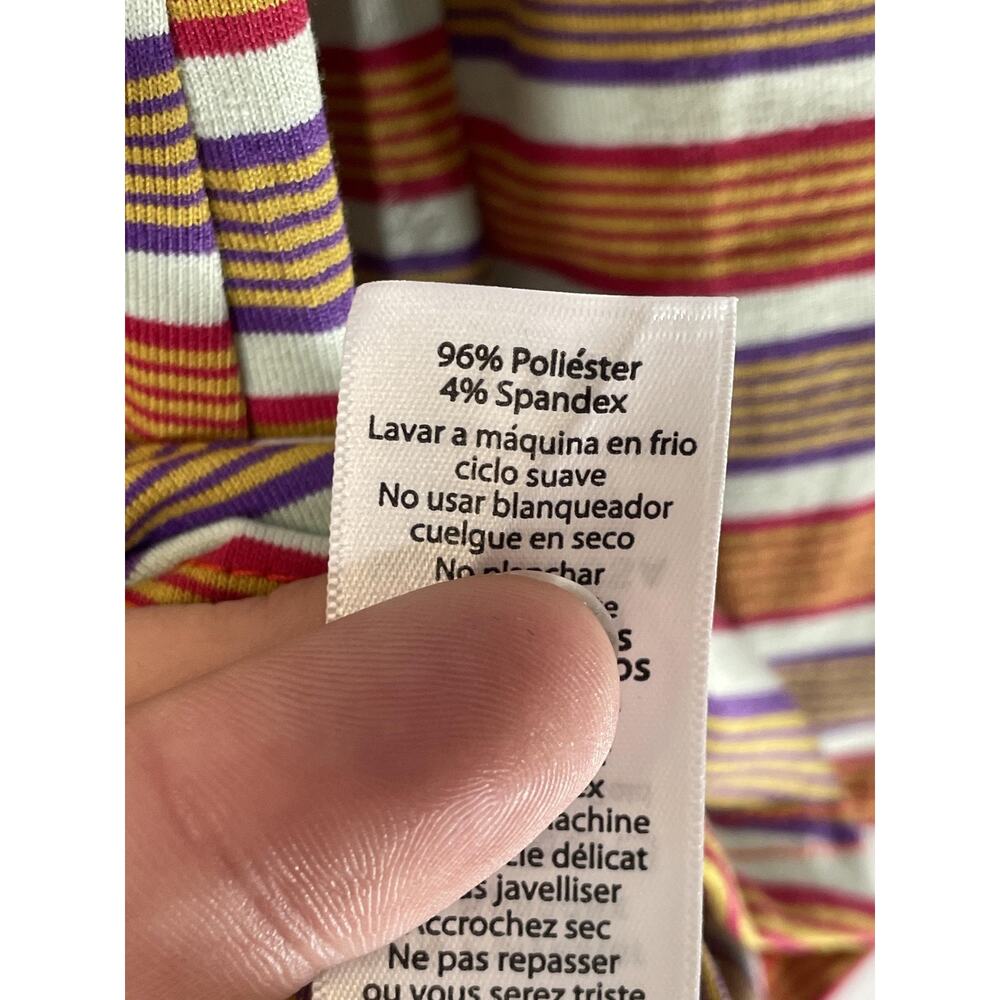 LuLaRoe‎ Lynnae Womens XXS Brown Orange Striped 3/4 Sleeve Scoop Neck Top USA - Picture 9 of 11